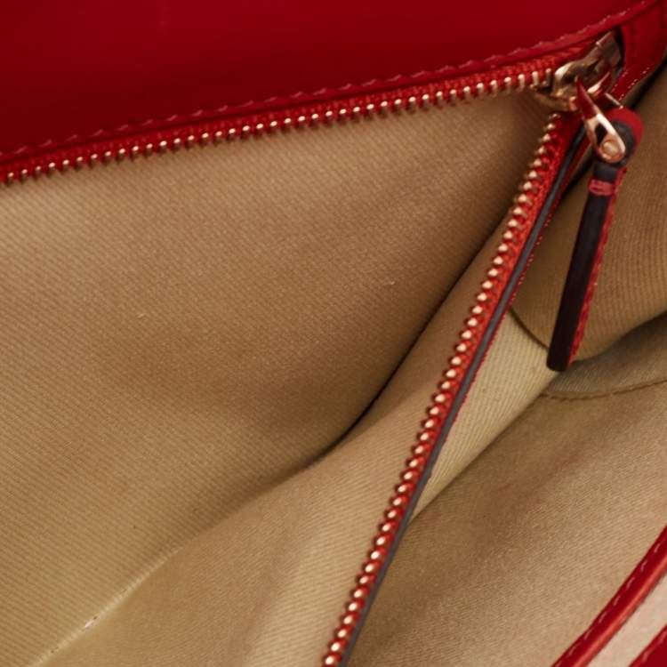 Pre Owned Valentino Red Leather Large Glam Lock Flap Bag
