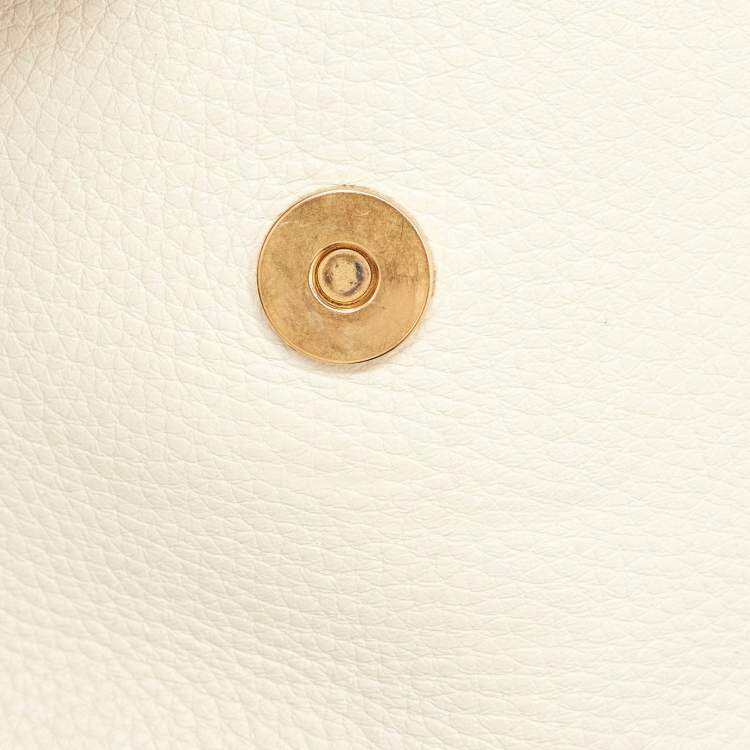 Pre Owned Valentino Off White Leather VRing Flap Top Handle Bag