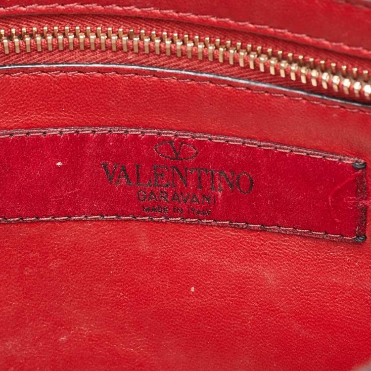 Pre Owned Valentino Off White Leather Medium Rockstud Spike Top Handle Bag