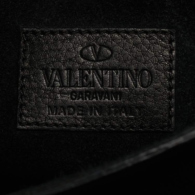 Pre Owned Valentino Black Leather Rockstud Rolling Crossbody Bag