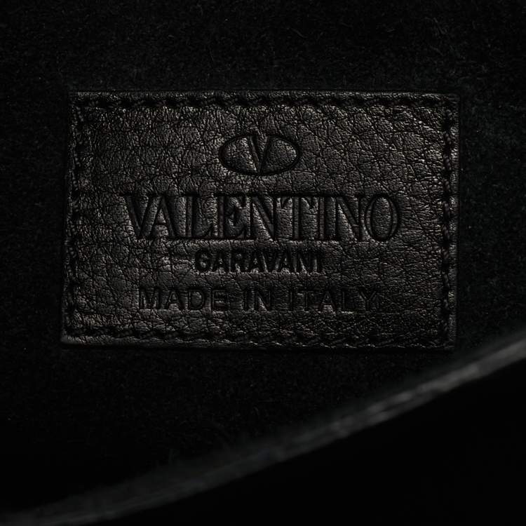 Pre Owned Valentino Black Leather Rockstud Rolling Crossbody Bag