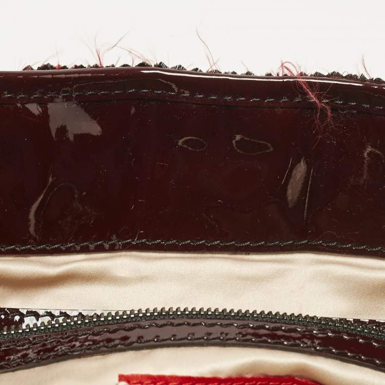 Pre Owned Valentino Red/Burgundy Nylon Large Flower Applique Tote