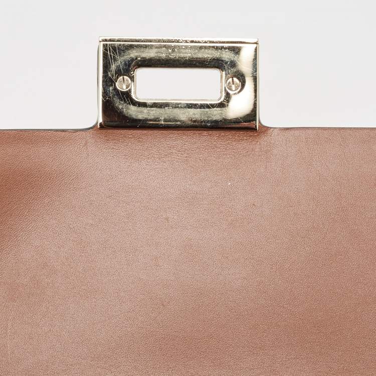 Pre Owned Valentino Brown Leather Rockstud Top Handle Bag