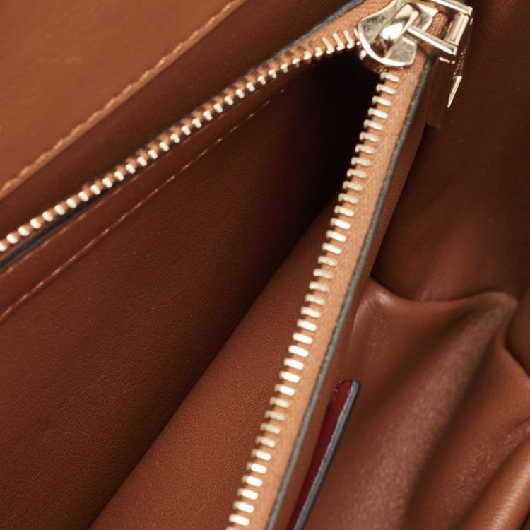 Pre Owned Valentino Brown Leather Rockstud Top Handle Bag