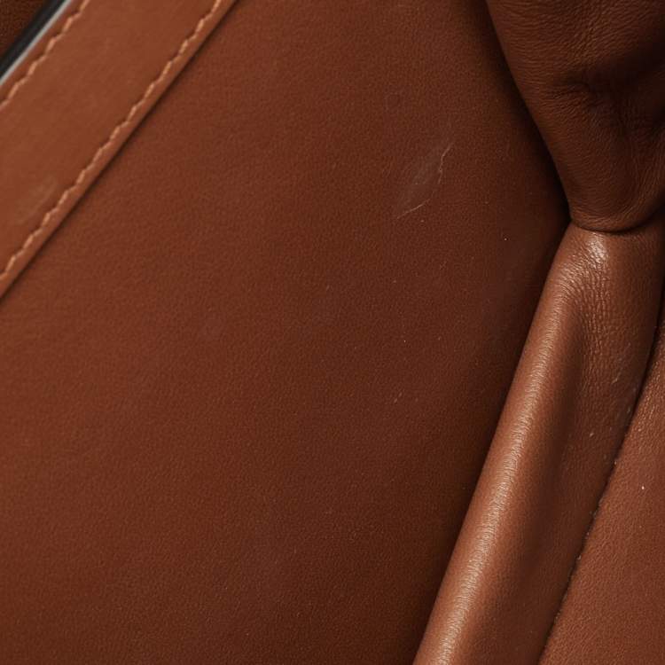 Pre Owned Valentino Brown Leather Rockstud Top Handle Bag