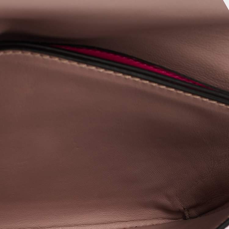 Pre Owned Valentino Hot Pink Leather Rockstud Flap Wristlet Clutch