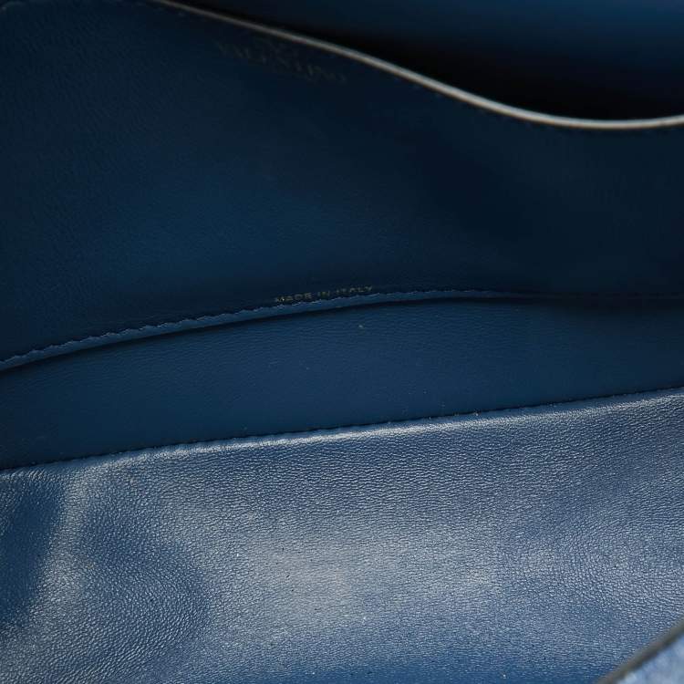 Pre Owned Valentino Blue Denim All Time Flap Shoulder Bag