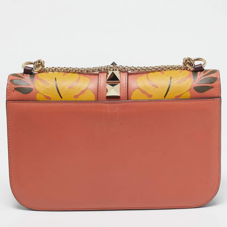 Pre Owned Valentino Multicolor Floral Leather Medium Rockstud Glam Lock Flap Bag