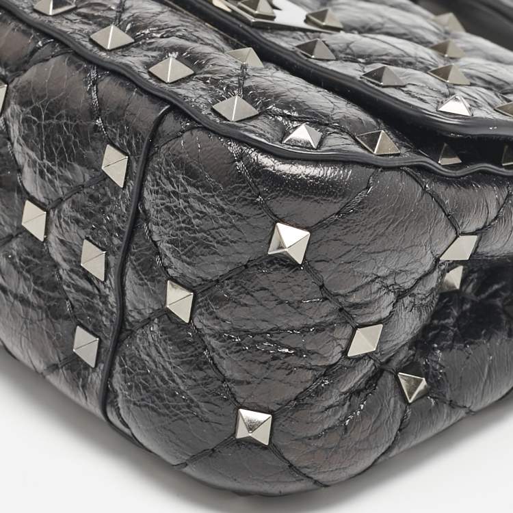 Pre Owned Valentino Black Leather Micro Rockstud Spike Crossbody Bag