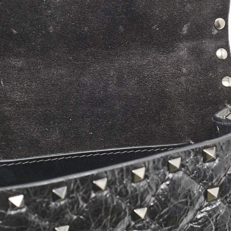 Pre Owned Valentino Black Leather Micro Rockstud Spike Crossbody Bag