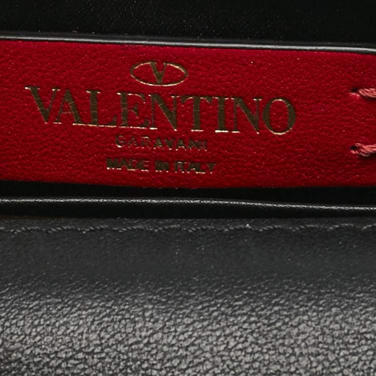 Pre Owned Valentino Black Leather VLogo Crossbody Bag
