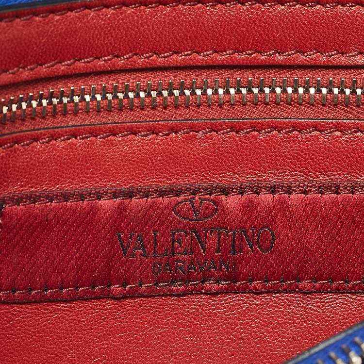Pre Owned Valentino Blue Quilted Leather and Velvet Rockstud Belt Bag