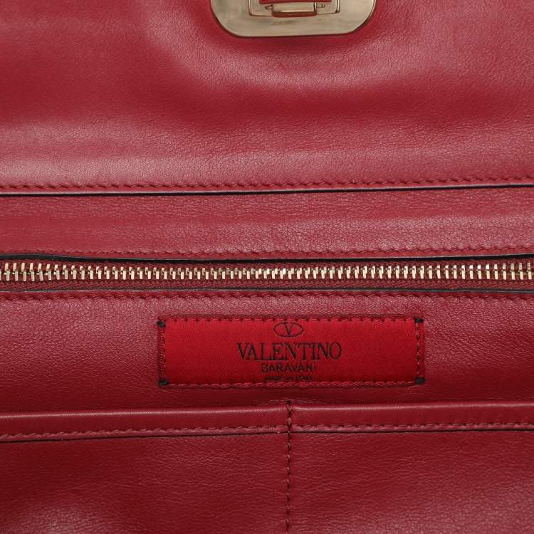 Pre Owned Valentino Red Leather Medium Rockstud Trapeze Tote
