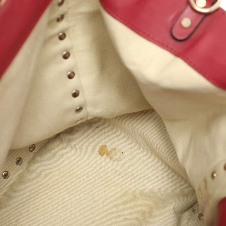 Pre Owned Valentino Red Leather Medium Rockstud Trapeze Tote