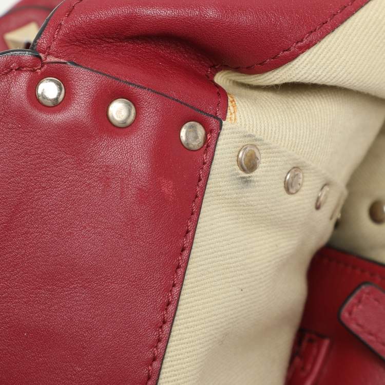 Pre Owned Valentino Red Leather Medium Rockstud Trapeze Tote