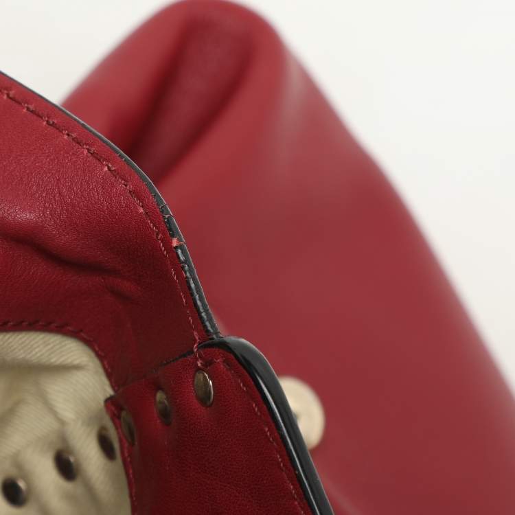 Pre Owned Valentino Red Leather Medium Rockstud Trapeze Tote