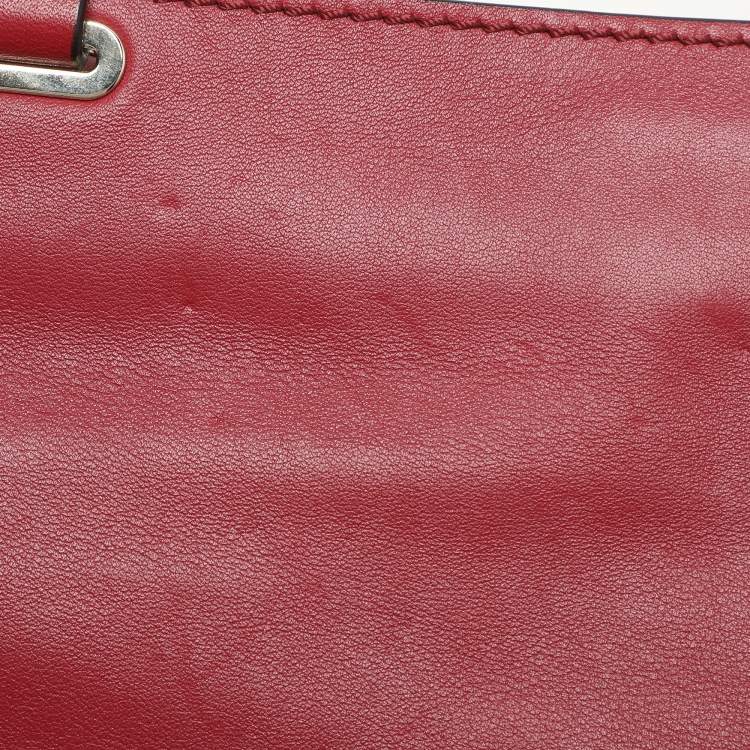 Pre Owned Valentino Red Leather Medium Rockstud Trapeze Tote