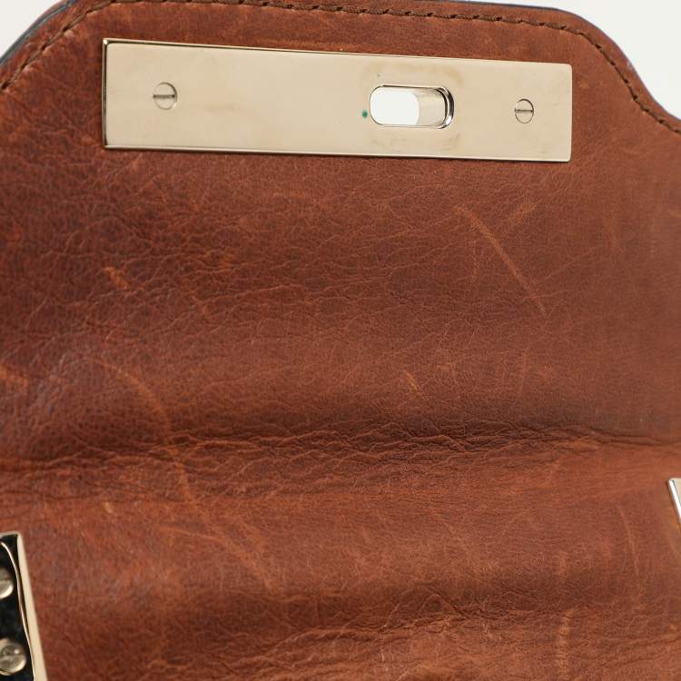 Pre Owned Valentino Brown Leather Shoulder Bag