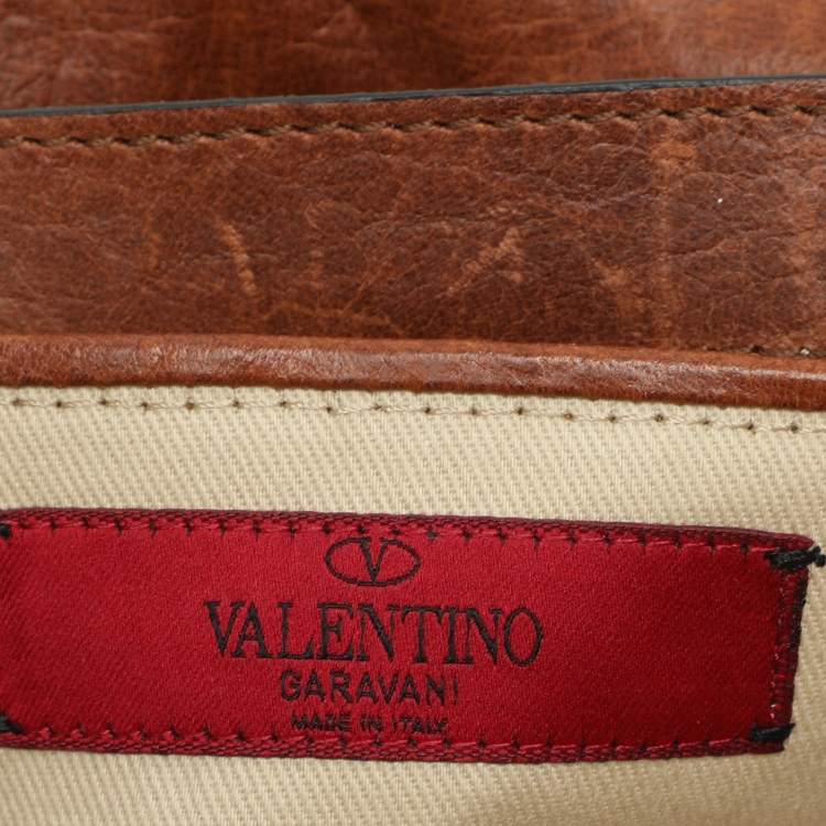 Pre Owned Valentino Brown Leather Shoulder Bag