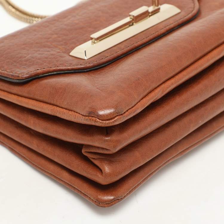 Pre Owned Valentino Brown Leather Shoulder Bag