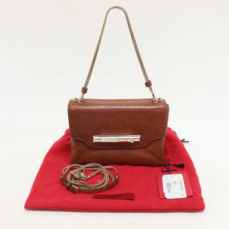 Pre Owned Valentino Brown Leather Shoulder Bag
