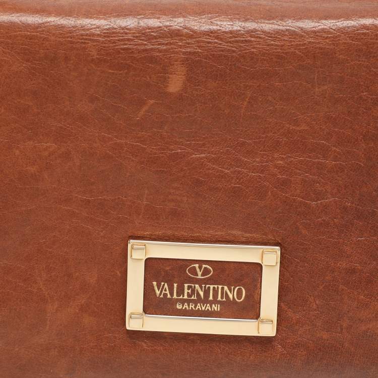 Pre Owned Valentino Brown Leather Shoulder Bag
