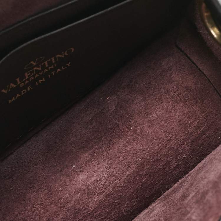 Pre Owned Valentino Black Leather Mini VLogo Walk Tote