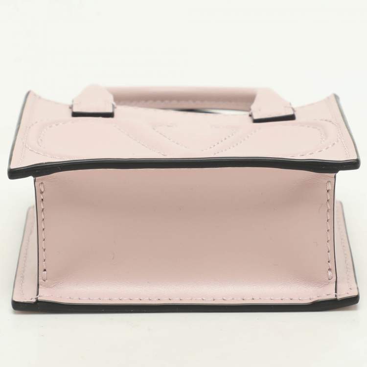 Pre Owned Valentino Garavani Blush Pink Leather Mini VLogo Walk Pouch