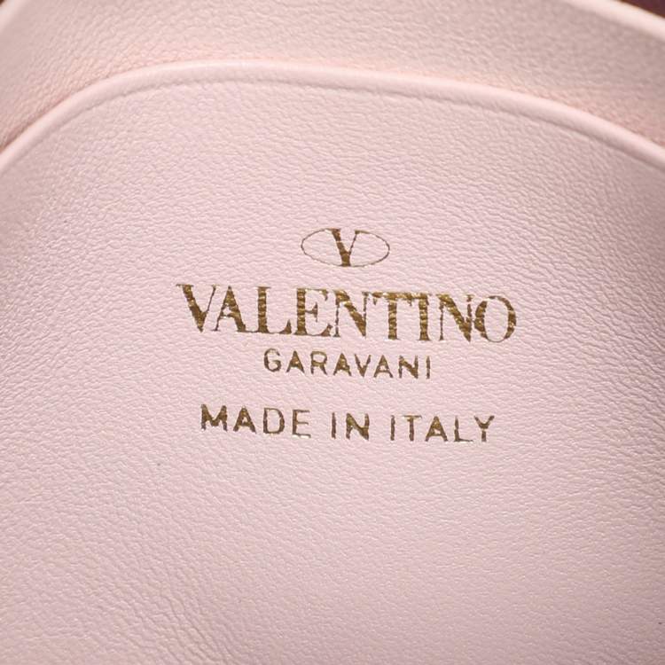 Pre Owned Valentino Garavani Blush Pink Leather Mini VLogo Walk Pouch