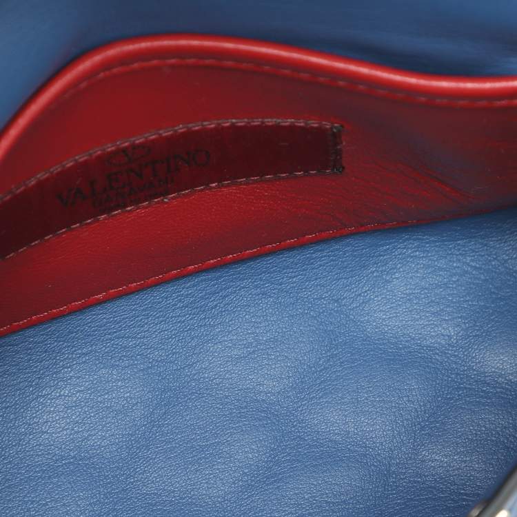 Pre Owned Valentino Blue Leather Rockstud Spike Belt Bags