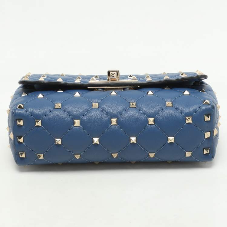 Pre Owned Valentino Blue Leather Rockstud Spike Belt Bags