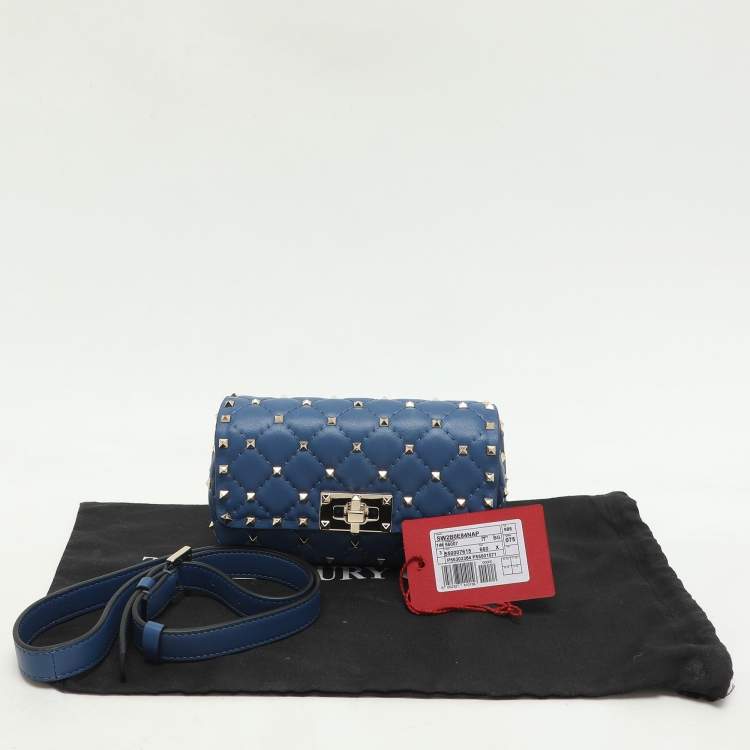 Pre Owned Valentino Blue Leather Rockstud Spike Belt Bags