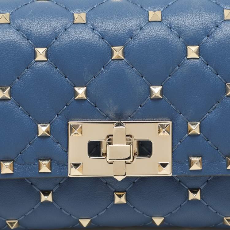 Pre Owned Valentino Blue Leather Rockstud Spike Belt Bags
