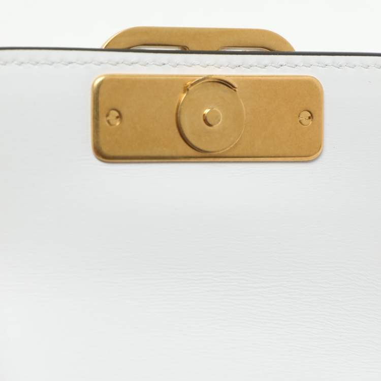Pre Owned Valentino White Leather Micro V Sling Crossbody Bag
