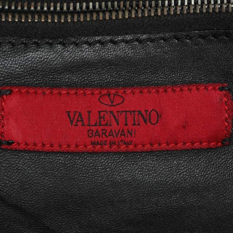 Pre Owned Valentino Black Leather and Mesh Bow Tote