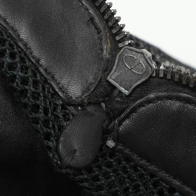 Pre Owned Valentino Black Leather and Mesh Bow Tote