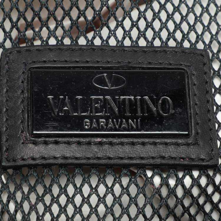 Pre Owned Valentino Black Leather and Mesh Bow Tote