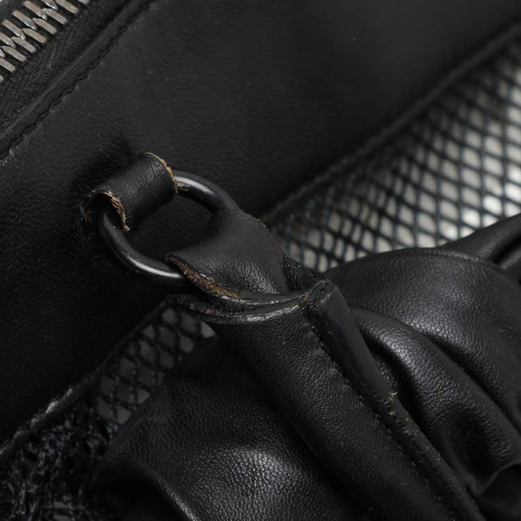 Pre Owned Valentino Black Leather and Mesh Bow Tote