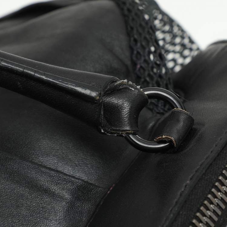 Pre Owned Valentino Black Leather and Mesh Bow Tote