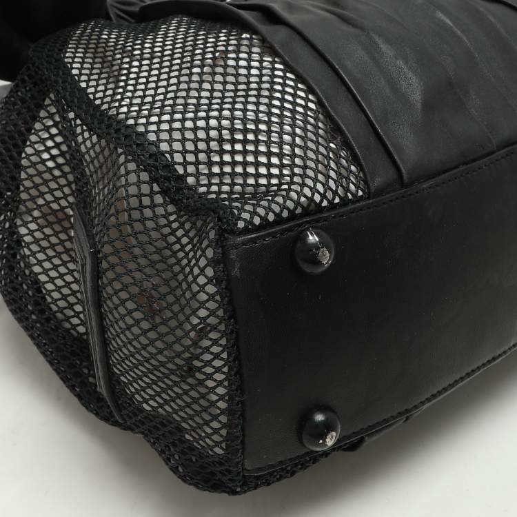 Pre Owned Valentino Black Leather and Mesh Bow Tote