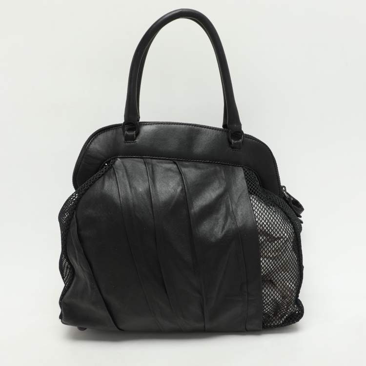 Pre Owned Valentino Black Leather and Mesh Bow Tote