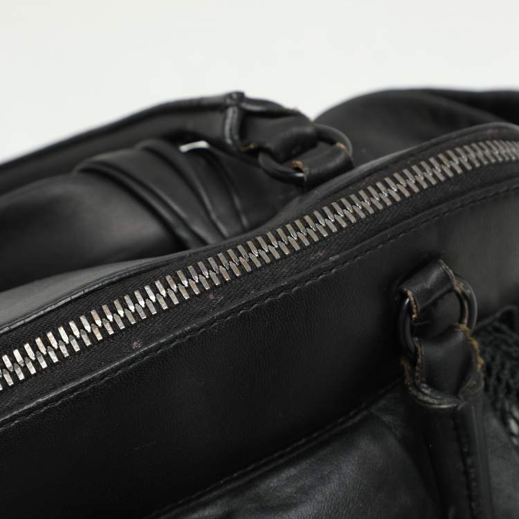 Pre Owned Valentino Black Leather and Mesh Bow Tote