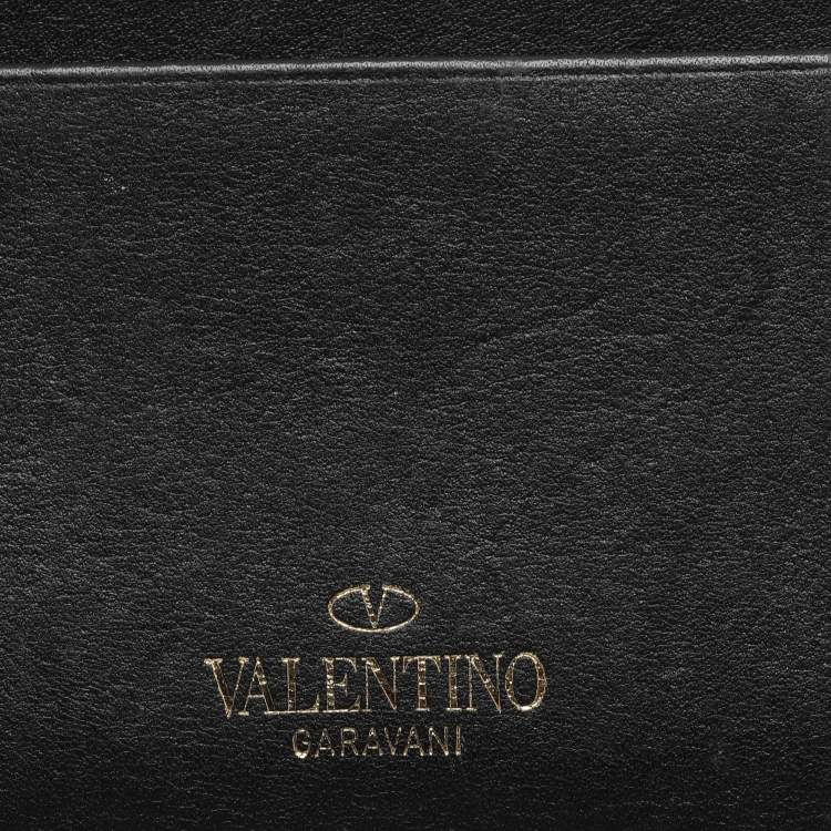 Pre Owned Valentino Black Leather Rockstud Card Holder