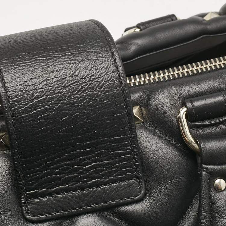 Pre Owned Valentino Black Quilted Leather Candystud Tote