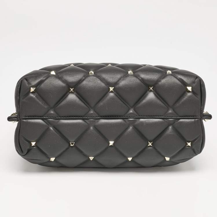 Pre Owned Valentino Black Quilted Leather Candystud Tote