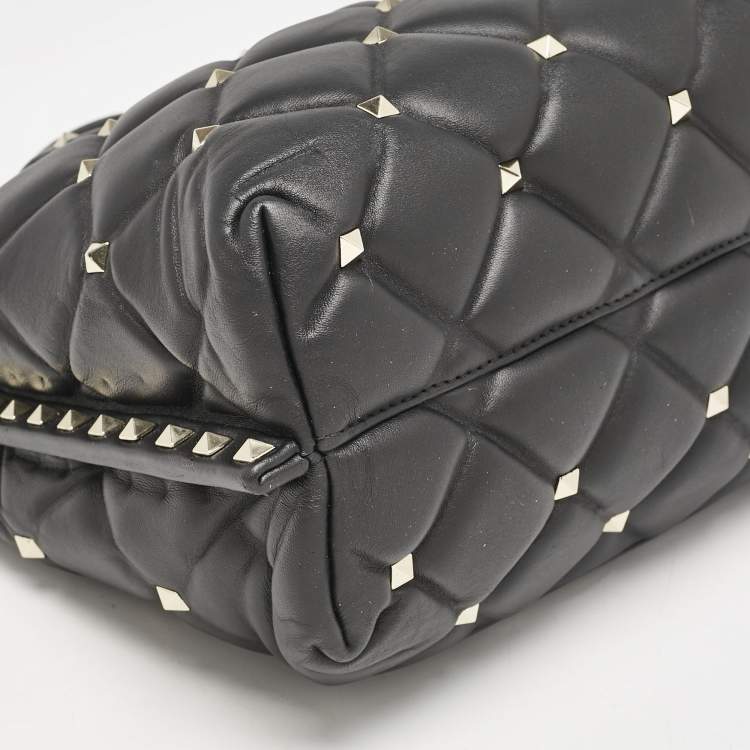 Pre Owned Valentino Black Quilted Leather Candystud Tote