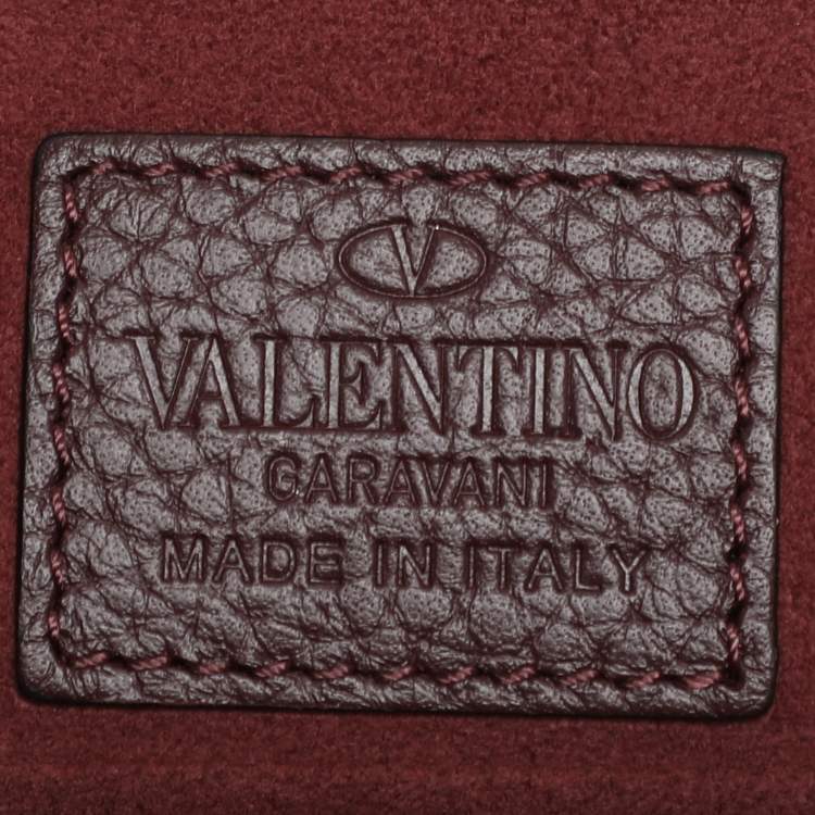 Pre Owned Valentino Dark Burgundy Leather Rockstud Envelope Pouch