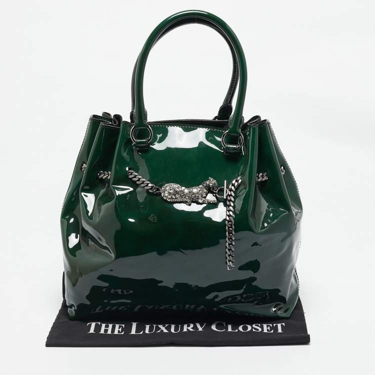 Pre Owned Valentino Green Patent Leather Chain Tote