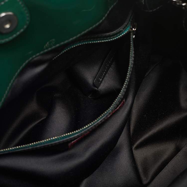 Pre Owned Valentino Green Patent Leather Chain Tote