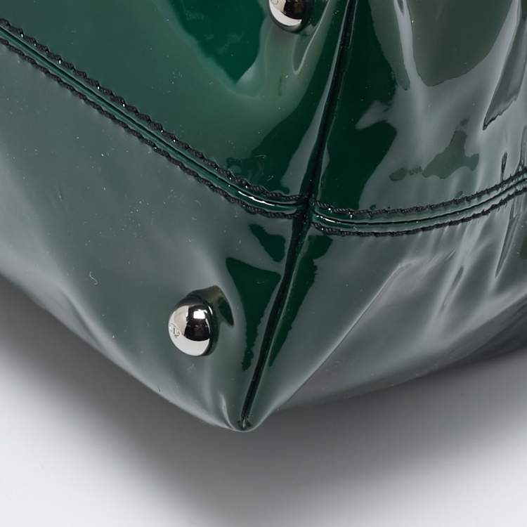 Pre Owned Valentino Green Patent Leather Chain Tote